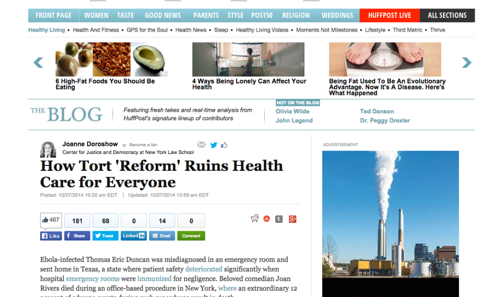 Huffington Post features Center for American Progress tort reform video Huffington Post features Center for American Progress tort reform video