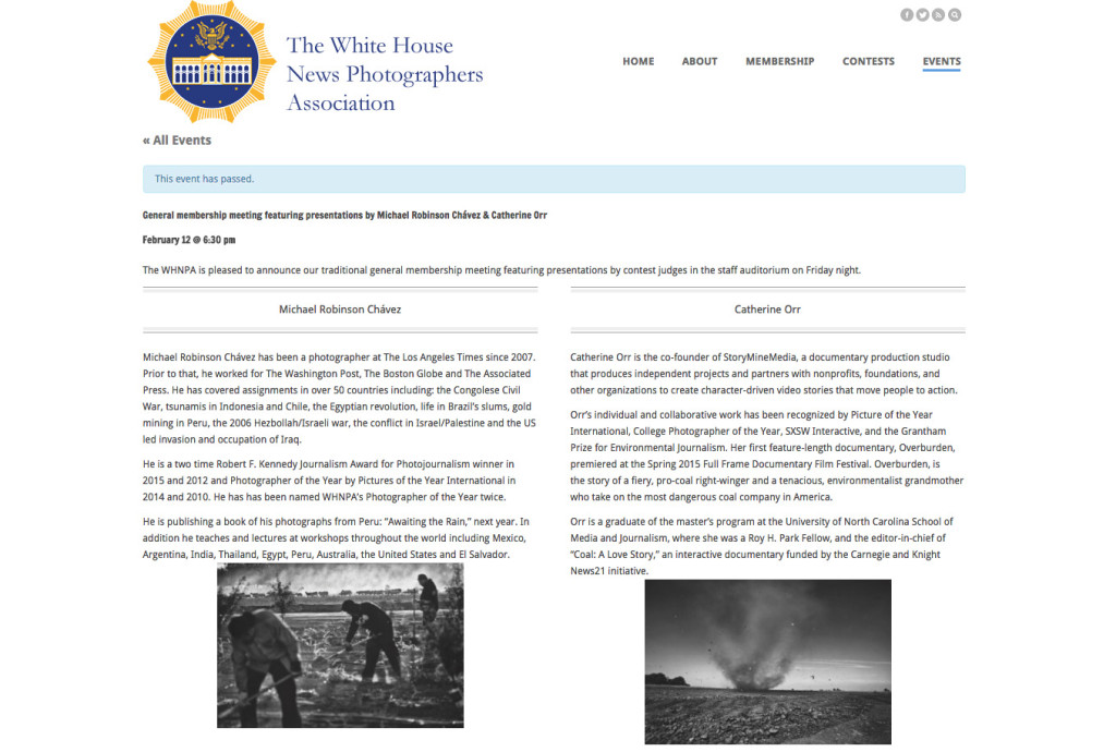 Catherine Orr to present at White House News Photographers Association gathering