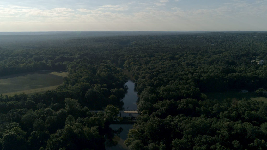 Aerial shot of North Carolina Neuse River