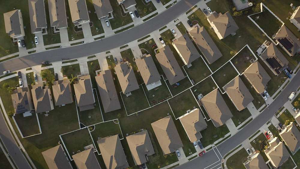 Birds eye view of suburban development in Florida