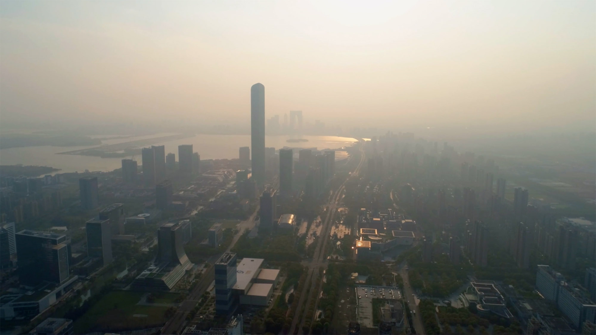 Air pollution over city scape